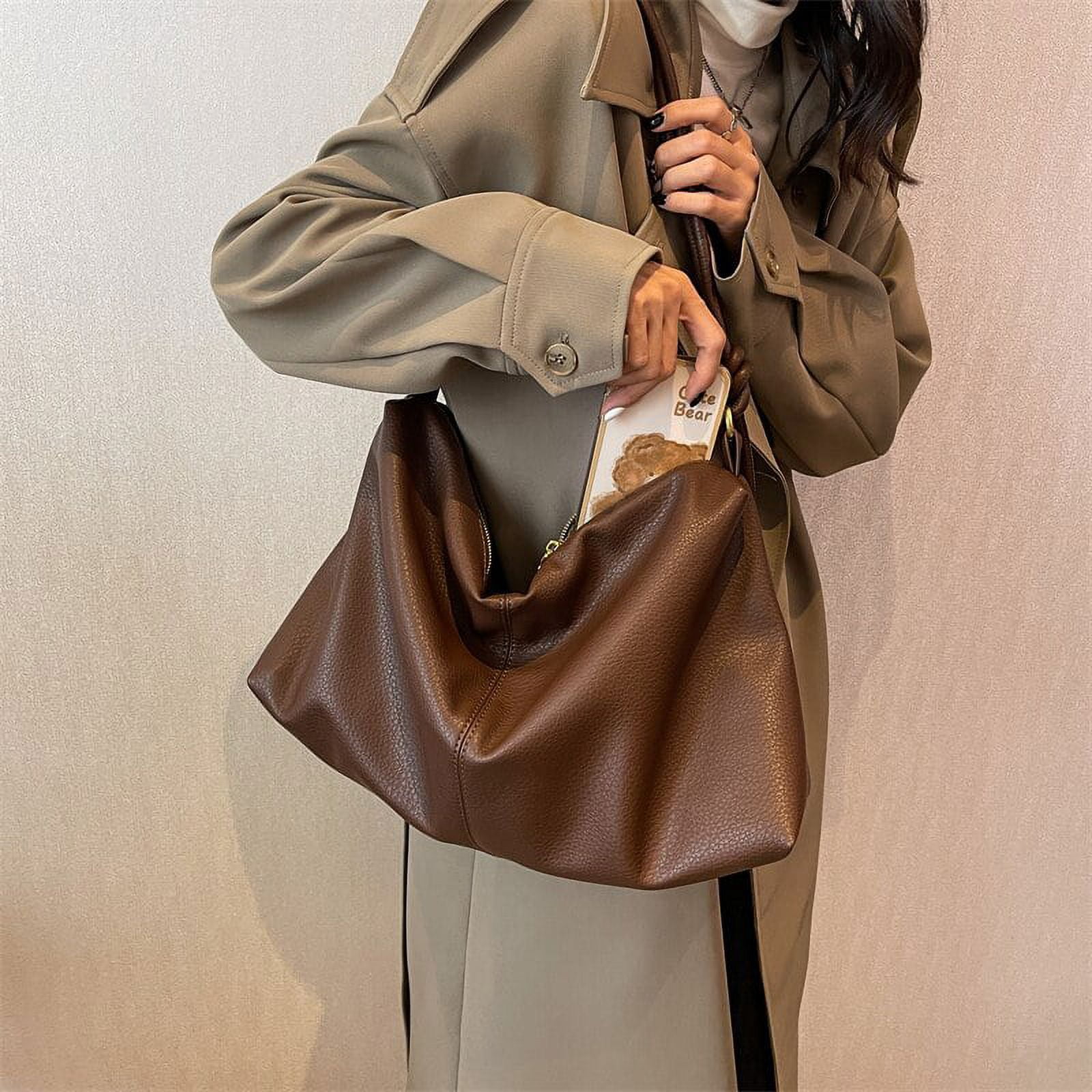 Qwzndzgr Fashion Bucket Shoulder Bag High-Capacity Women Crossbody Tote Bag Wide Strap Female Messenger Bags Lady Soft PU Leather Handbag, Adult