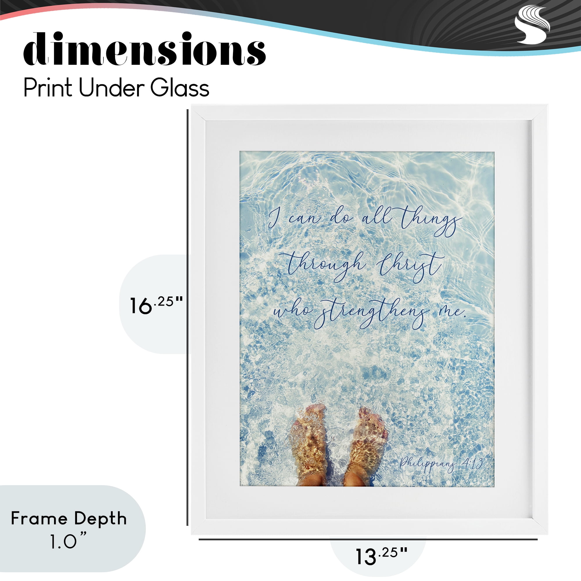 Stupell Industries I Can Do All Things White Framed Print Under Glass, design by Sarah Jane