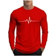 thumbnail image 2 of Nmnitkp Mens Long Sleeve Tee Shirts Casual Cotton T-Shirts Fall Winter Tops Plain Tshirts for Men Trendy Work Shirt Top Red,S, 2 of 5