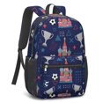 thumbnail image 2 of Soccer and Trophy Blue Pattern 17" School Backpacks for Teens,Waterproof Oxford Fabric,S-Shape Padded Straps for School,Travel,Hiking,Camping, 2 of 6
