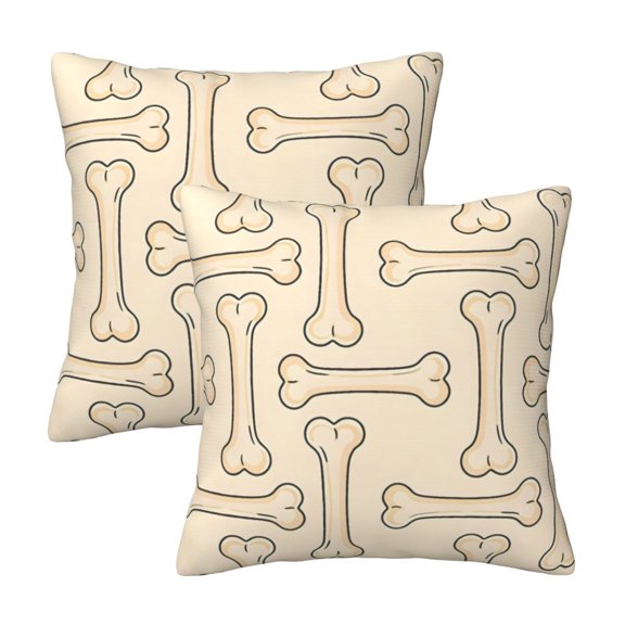 Throw Pillow Cover Set Of 2 Soft Case Invisible Zipper Decorative Cushion Cover For Living Room Bedroom Car Office 18"X18" Animal Bones (8)