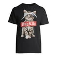 thumbnail image 6 of Teelocity Men's Funny Cute Hug Life Gangster Cat in Bandana Black Relaxed Fit Short Sleeve Graphic T-Shirt, 6 of 6