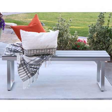 Manor Park 50 Aluminum Patio Outdoor Dining Bench Grey Manor Park 50 Aluminum Patio Outdoor Dining Bench Grey