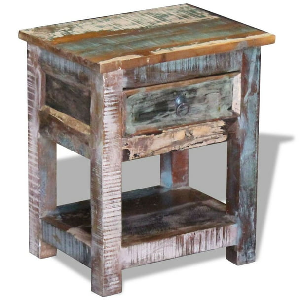 Drawer Solid Reclaimed Wood, Reclaimed Wood Side Table With Drawer