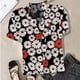 thumbnail image 2 of Gibobby Camisas mexicanas con cuello en V para mujer Camiseta suelta informal con cuello en V para mujer, blusa manga corta con estampado(B,CH), 2 of 5