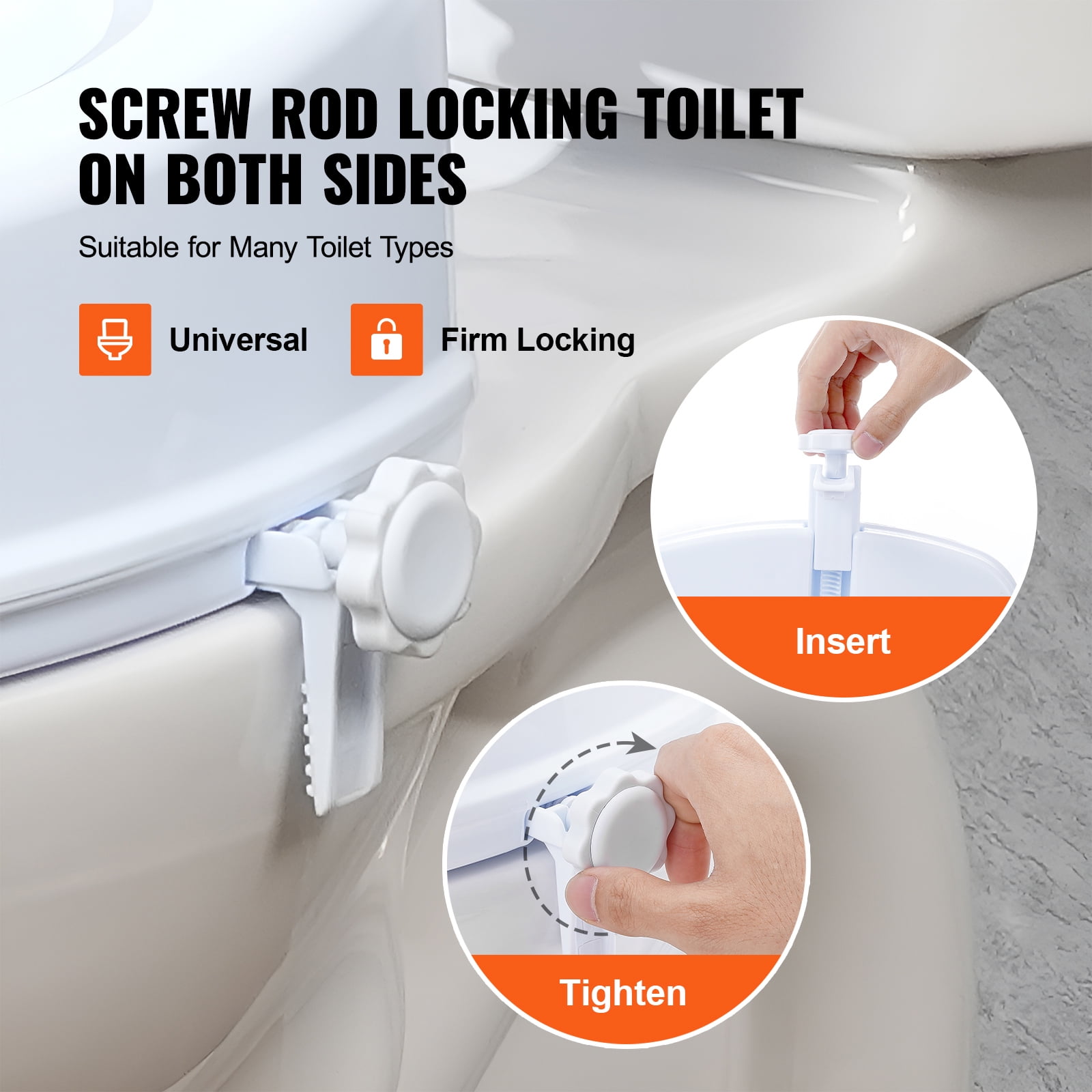 KFFKFF Raised Toilet Seat, Elevates 5" High, Supports up to 300 lbs, Universal Fit Toilet Seat Booster, Screw Rod Securing, Includes Toilet Seat, Ideal for Seniors, Disabled Individuals