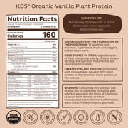 KOS Organic Plant Based Protein Powder, Chocolate, 20g Protein, 10 Servings, 13.75oz, 0.85lb