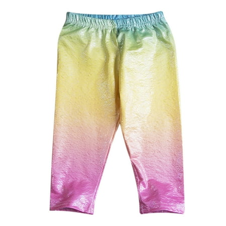 

LA HIEBLA Baby Girls Rainbow Shiny Sequins Leggings Trousers
