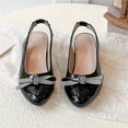 thumbnail image 6 of Viluyesy Girls Rhinestone Bow Sandals Kids Pointed Toe Low Heel Dress Shoes Summer Wedding Party Performance Princess Footwear Black Size 13 M, 6 of 7