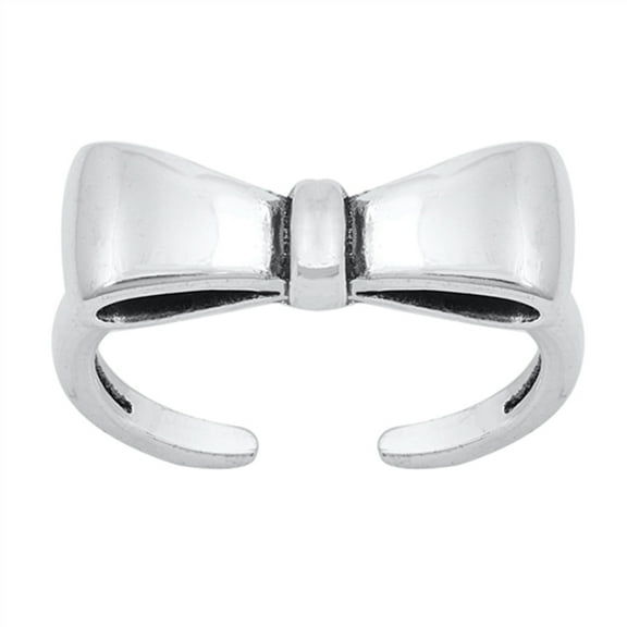 Sterling Silver Bow Toe Ring Adjustable Ribbon Midi Band 925 New Jewelry Female Unisex