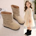 thumbnail image 2 of GobdXE Girls Mid Calf Boots Solid Faux Suede Ruched Shaft Flat Fall Winter Casual Shoes Beige,10-10.5 Years, 2 of 9