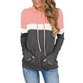 thumbnail image 2 of Pntutb Mujer Casual Pacthwork Manga Larga Sudaderas Cordón Pullover Capucha tops Blusa Pntutb Pntutb-692, 2 of 5