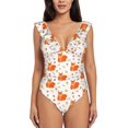 thumbnail image 2 of Yiaed Cartoon Squirrel Print Women's Ruffled One Piece Swimsuit V Neck Swimwear Slimming Monokini for Woman-XX-Large, 2 of 8
