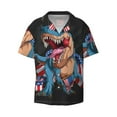 thumbnail image 3 of Goofa Blue Dinosaur Printed Men's Casual Short-sleeved Shirt,Lightweight Breathable Button-down,Summer Casual men's top,Versatile Fashion shirt-X-Large, 3 of 7