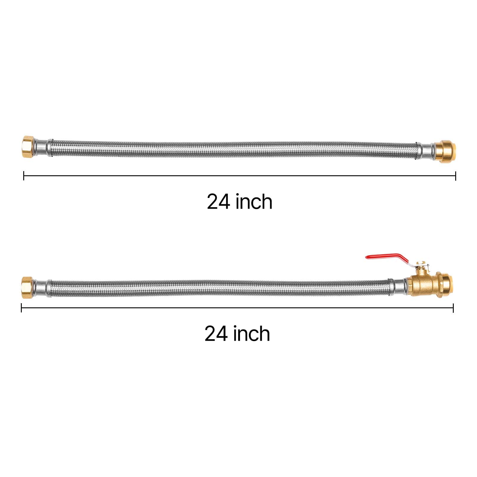 VEVOR Water Heater Kit, Push-Fit Valve Flexible Water Heater Connector with 3/4" FIP x 3/4" PTC Ball Valve, Stainless Steel Braided Waters Heaters Supply Line for Bathroom, Kitchen, Laundry Room