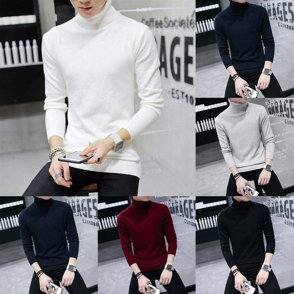 Men'S Sweater Knit Lightweight Winter Knitted Cable Pullover Slim Fit Turtleneck 