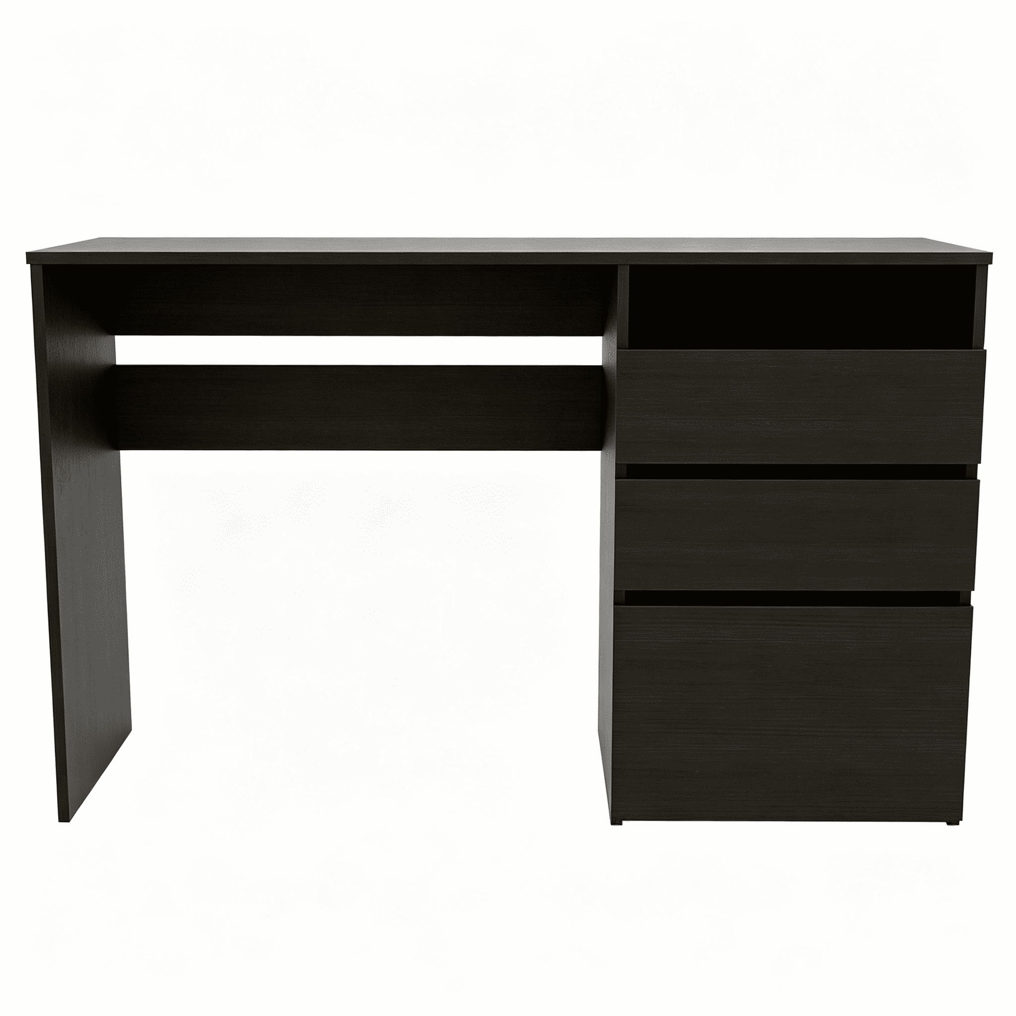 Asteroutdoor Kenai 3 Drawers Computer Desk, One Shelf, Black