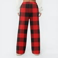thumbnail image 3 of Fabrcox Plaid Flannel Pj Pants Woman S-3xl Oversized Wide Leg Warm Sleepwear Pants Drawstring Straight Leg Long Pajamas Pants Red L, 3 of 3