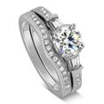 thumbnail image 2 of Antique 2.00 Carat Round Moissanite Wedding Ring Set with Baguette Moissanite for Her in White Gold, 2 of 3
