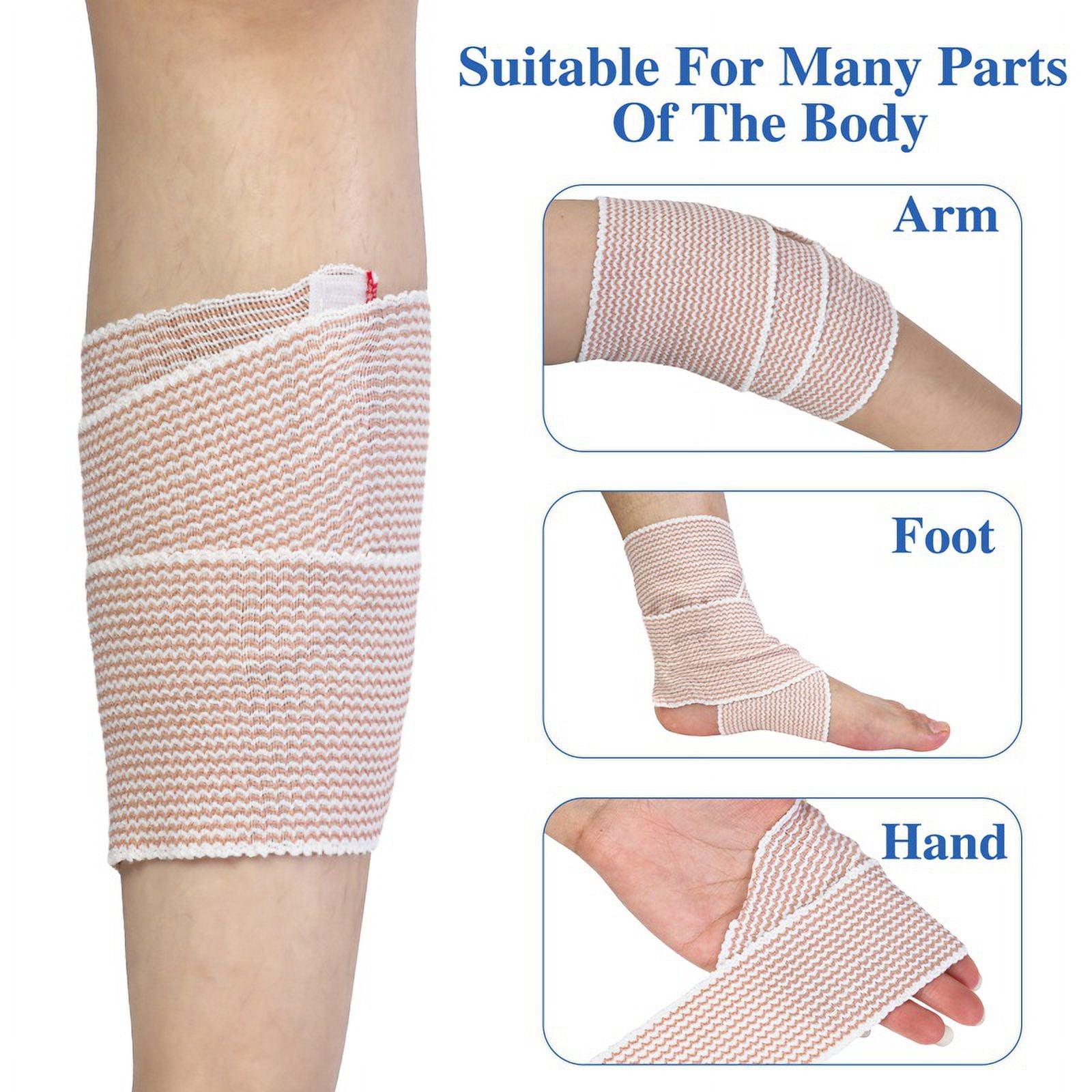 AOWOO Premium Elastic Bandage Wrap, 6 Pack Cotton Latex Free Compression Bandage Wrap with Touch Closure at Both Ends, Support & First Aid for Sports, Medical, and Injury Recovery