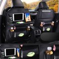 thumbnail image 3 of Car Backseat Organizer  with Foldable Table Tray, PU Leather Multi-Pocket Backseat Car Organizer with Tablet Holder Travel Accessories, 3 of 6