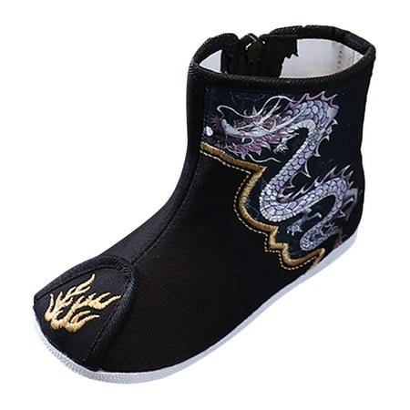 

fvwitlyh Boys Boots Cowboy Boots Children Boys Cotton Boots For Boys Cloth Shoes Children Embroidered Shoes Boys Hanfu Toddler Boots Size 10