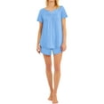 thumbnail image 5 of GESJQFZ Women Spliced Pleat Solid Color V Neck Pajama Shorts Nightwear Set, 5 of 7