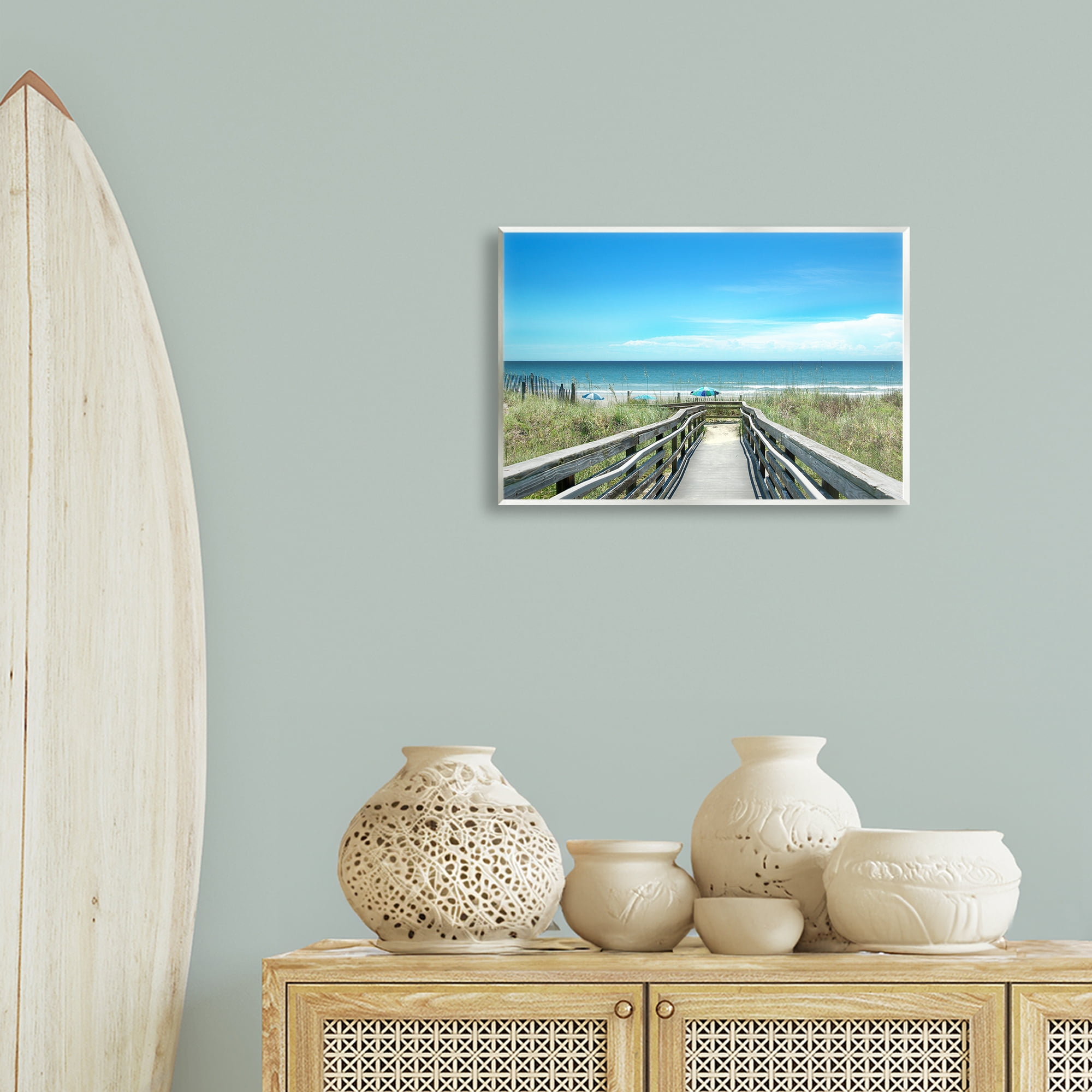 Stupell Industries Bridge to Beach View Landscape Photography Unframed Art Print Wall Art, 19 x 13