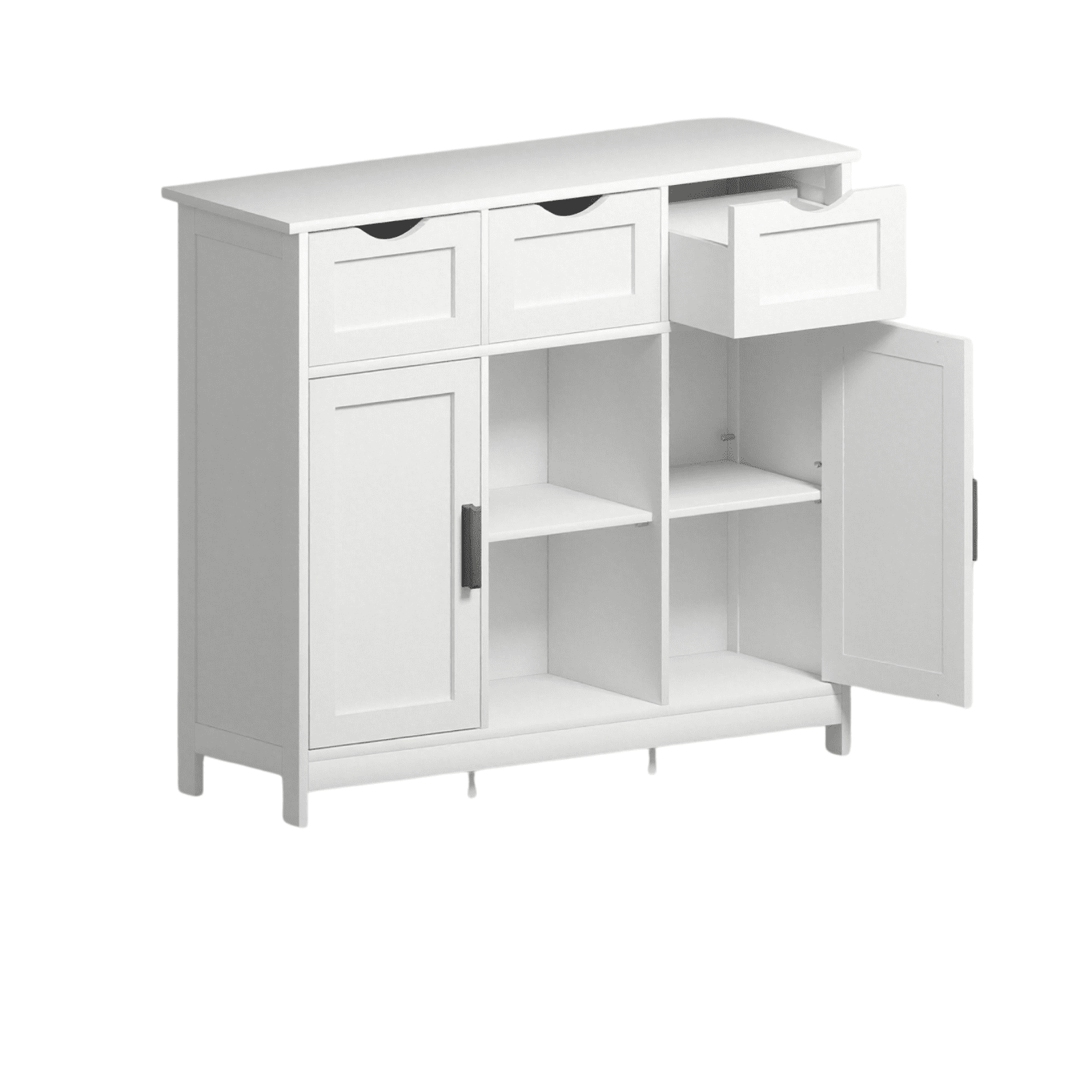 Homy Casa White Storage Sideboard with 3 Drawers & Adjustable Shelves
