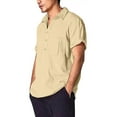 thumbnail image 3 of Mrrootc Men's Cotton Linen Summer Pockets Turn-down Collar Short Sleeve T-Shirt Tops, 3 of 5