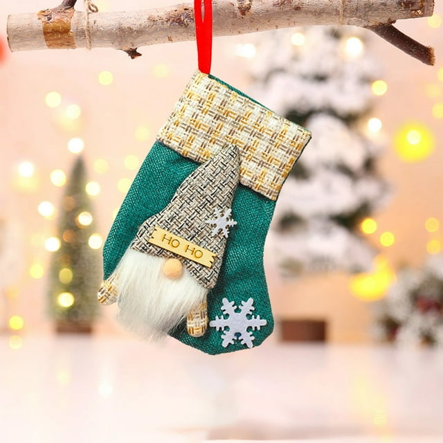 1Pcs Linen Cartoons Christmas Socks Christmas Gift Bags Christmas Tree/fireplace/window/staircase Decorative Pendants