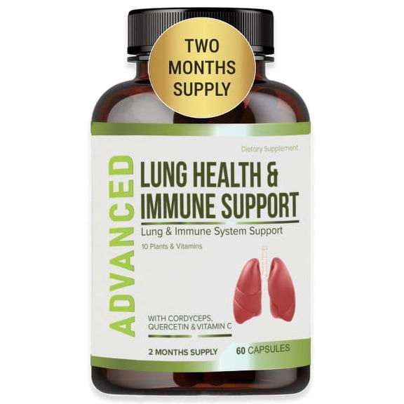 Lung Health & Immune Support Supplement - Lung Cleanse and Detox With Immunity Vitamins Include Quercetin & Cordyceps.Two Months Supply by NutraPro