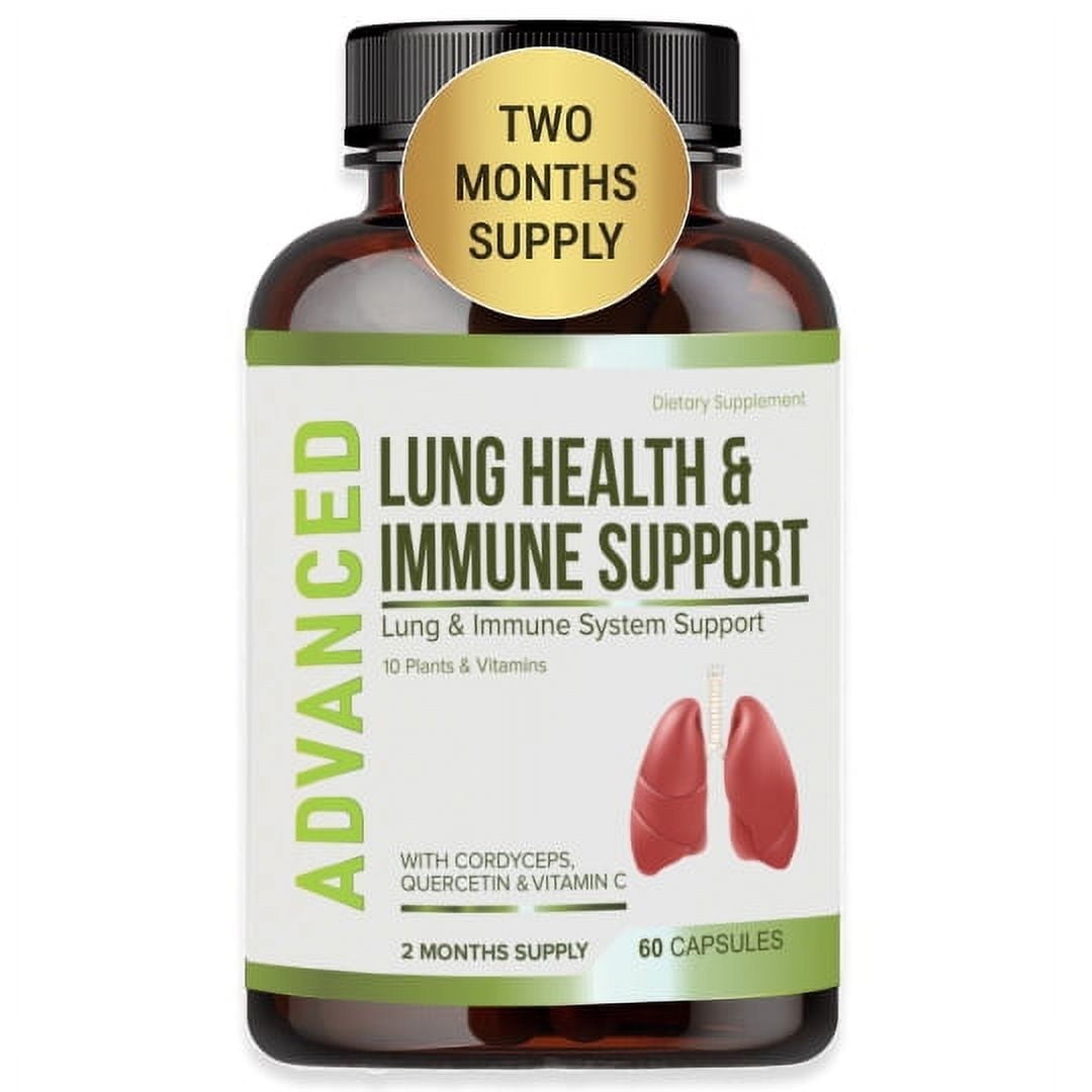 Lung Health & Immune Support Supplement - Lung Cleanse and Detox With Immunity Vitamins Include Quercetin & Cordyceps.Two Months Supply by NutraPro