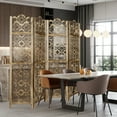 thumbnail image 4 of Fionafurn 4 Panel Carved Room Divider,Wooden Screen Folding Decorative Portable Privacy Partition,Brown, 4 of 8