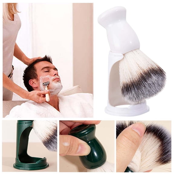 erfcxs Men's Facial Care Shaving Brush Portable Handle Manual Shaver Beard Brush Foaming Cleaning Brush Set Of Two
