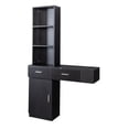 thumbnail image 2 of GZXS Wall Mount Barber Stations, Modern Simple Hair Styling Salon Equipment W/ 3 Open Shelves, Lockable Left Shelf (Black), 2 of 9