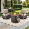 thumbnail image 3 of Luxury Patio Furniture Sets with 50000BTU Propane Fire Pit Table,Patio Swivel Glider Patio Chair with Fire Pit Table Outdoor Conversation Sets for Porch Backyard Balcony, 3 of 14