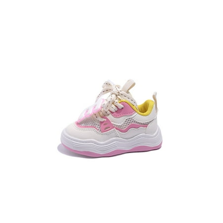 

Oucaili Children Casual Walking Shoes Lightweight Sneakers Mesh Sport Shoe Athletic Platform Fashion Sneaker Outdoor Trainers Pink 8C