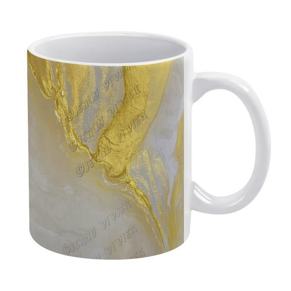 11 Oz Gold Marble Ceramic Coffee Mug - Porcelain Cup for Birthdays, Holidays, and Everyday Enjoyment