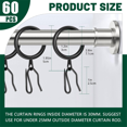 thumbnail image 2 of 60Pcs Metal Curtain Rings and 60 Pcs Curtain Drapery Pin Hooks, 2 of 7