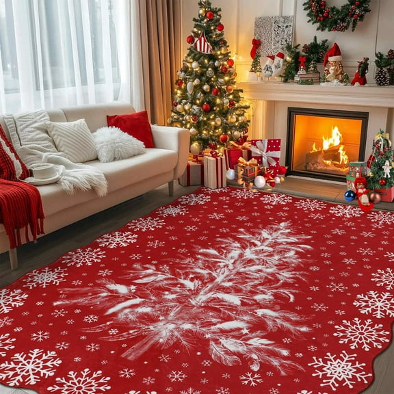4' x 6' SULUOTE Christmas Area Rug for Bedroom, Soft Ultra-Thin Christmas Tree Holiday Decor Carpet for Living Room