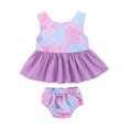 thumbnail image 1 of Ropa Para Bebé (Niño O Niña), Traje Para Niño Pequeño, Moda, Lindo Patrón De Sirena, Volantes Sin Espalda, Pantalones Cortos De Color Degradado, Traje Rosa Odeerbi LM103-8963, 1 of 9