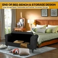 thumbnail image 2 of Fionafurn Contemporary Rolled Arm Velvet Storage Ottoman Bench with 2 Footstools, End of Bed Bench, Black, 2 of 8