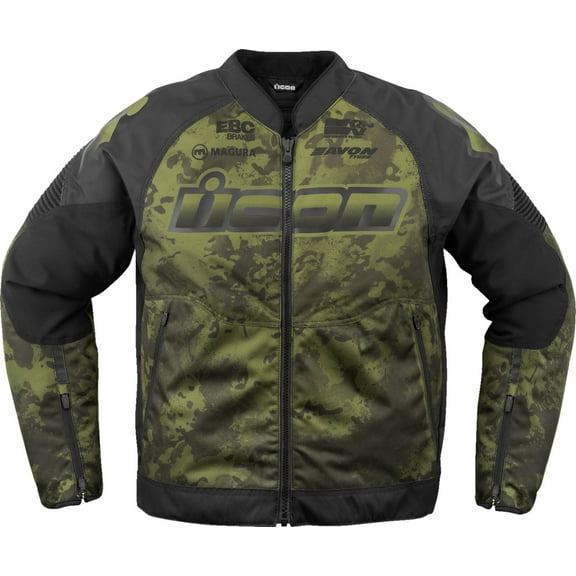 Icon Overlord 3 Magnacross CE Mens Textile Motorcycle Jacket Green XXL