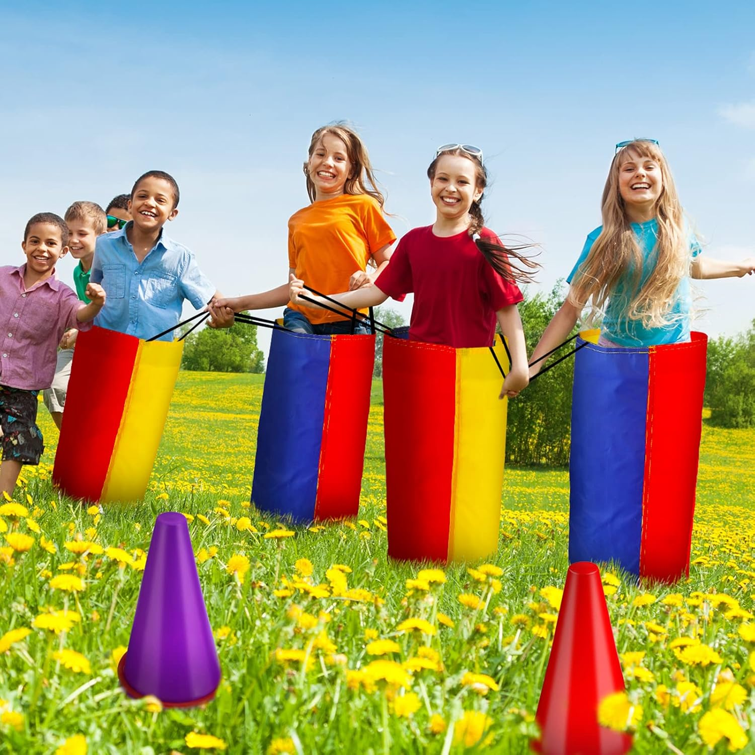 LINXUXIE 53PCS Potato Sack Race Bags Set, Outdoor Activities Toys Games, Party Birthday Gifts for Family, Kids and Adult