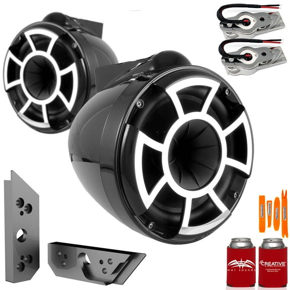 Wet Sounds REV8B-SBM 8" Black Swivel Tower Speakers with Malibu G5 Tower Adapters