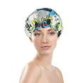 thumbnail image 3 of Kdxio Game All Day Print Shower Cap for Women,Elastic and Reusable,Double Waterproof Layers Bathing Hat, 3 of 9