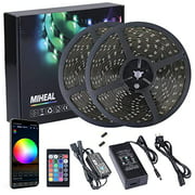 Miheal Led Light Strip, WiFi Wireless Smart Phone Controlled 65.6ft IP65Waterproof Strip Light Kit Black PCB 5050 LED Lights,Working with Android and iOS System,IFTTT[Energy Class A++]?2th Gen)