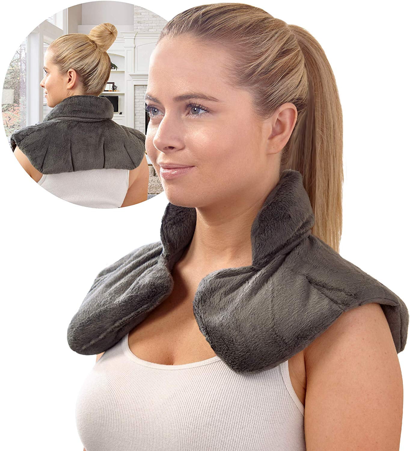 SHARPER IMAGE Hot & Cold Herbal Aromatherapy Neck & Shoulder Plush Wrap