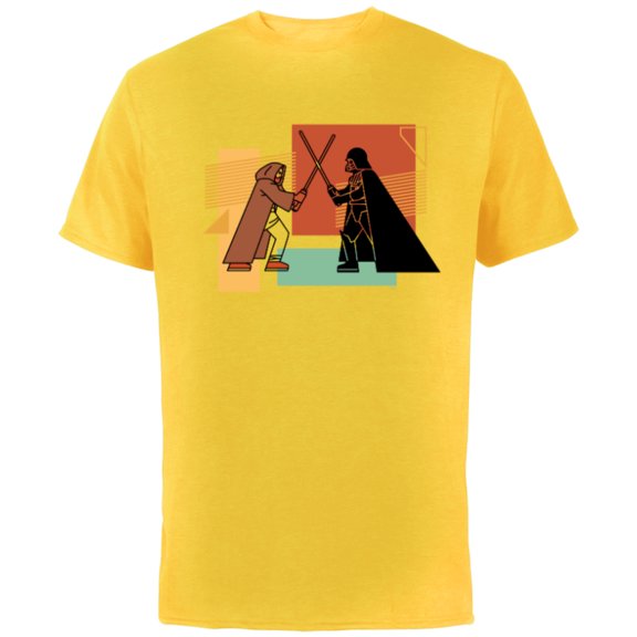 Star Wars Obi-Wan Kenobi Darth Vader Duel Cartoon - Short Sleeve Cotton T-Shirt for Adults - Customized-Yellow